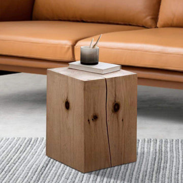 Farmhouse Wood Side Table Square End Table Pine Wood in Natural-Richsoul-End & Side Tables,Furniture,Living Room Furniture